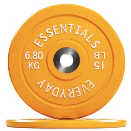BalanceFrom Everyday Essentials Color Coded Olympic Bumper Plate Weight Plate with Steel Hub, Pair
