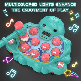 Octopus Vitality Strike Game, Educational Musical Whack-A-Mole Toy with 2 Game Modes, Digital Score Display, Ages 2+ (Multicolored)