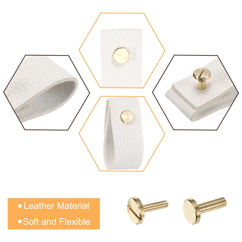 sourcing map 4 Pack Leather Drawer Pulls Leather Dresser Pull