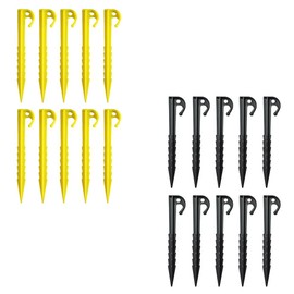 TopHomer Gelb+Schwarz, 10Stück Heavy Duty Plastic Tent Pegs und Nägel, für die Befestigung von Camping-Zelt Regen Tarps, Garten Unkraut Matte, und Outdoor-Einsatz für sichere Boden halten