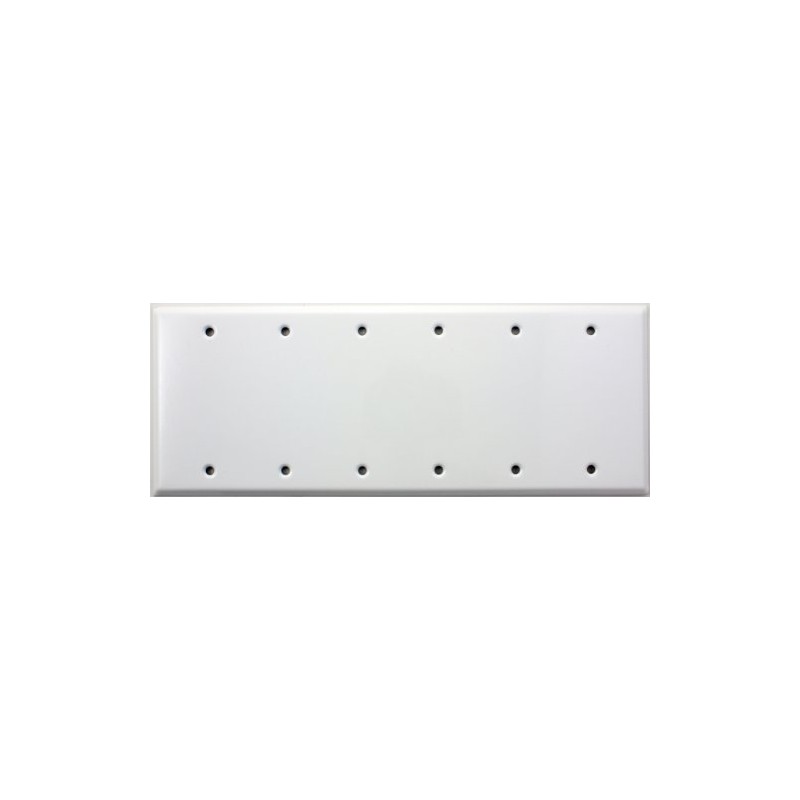 Stamped Steel Smooth White 6 Gang Blank Switch Plate