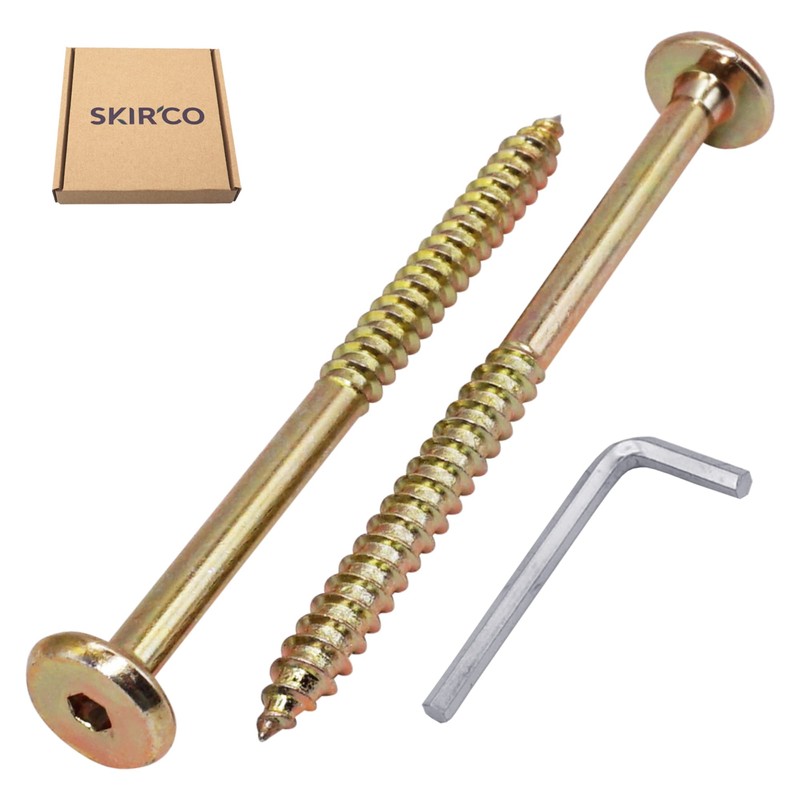 SKIR'CO (6 pcs) Yellow Zinc Plated Wood Connector Screws 6.5