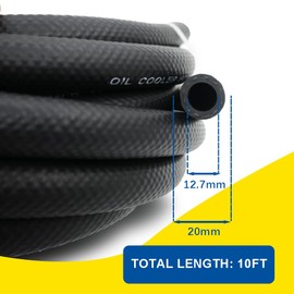 1/2" Transmission Oil Cooler Hose - SAE J1532 Power Steering Hose 10FT, Ideal for Fuel, Hydraulic, and Power Steering Applications, Excellent Heat and Oil Resistance 300PSI High Pressure