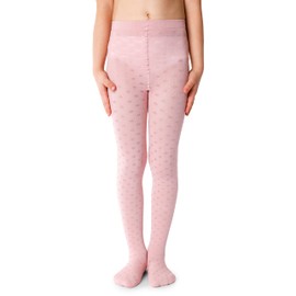 NOQ Girls Tights with 3D Effect Pattern Plain Dance Gymnastics Fancy Outfit Little Princess, Dominica Cotton Candy