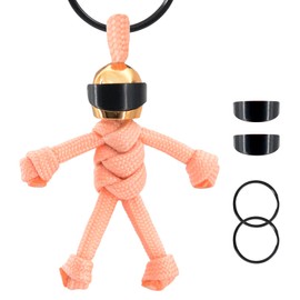 PARAELVES KeyChain, Paracord Vehicle Keychain for Motorcycle, Scooter, Car, Backpack- Anti-Lost Funny Minifigure Key Ring with Flip-Up Helmet Visor, Glow in Dark Cool Key Accessory, Orange