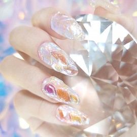 Ice full stone handmade nail tip - short ballerina / 얼음알 풀스톤 수제네일팁 - 숏발레리나