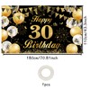 30th Birthday Banner Black Gold Birthday Banner for Men Women