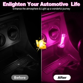 SINGARO 2PCS Car USB Lights, Retro Automotive Atmosphere Decor Lamp, Car Interior Touch Adjustment Lights, Mini Glass Bottle LED Bulb Night Light for Vehicle Bedroom 5V 1A/2A USB Charger(Pink)