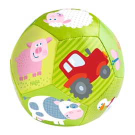 HABA Soft Baby Ball with Farm Animals for Tummy Time & Sensory Play - 4.5" Infant Play Ball Ideal for Crawling, for Babies 6 Months & Up