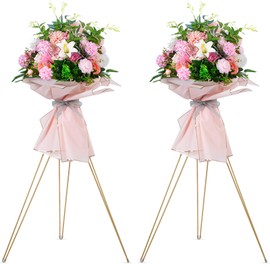 NUPTIO 2 Pcs Flower Plant Stand Display, 41.3" Tall Flower Pot Holder Rack for Office Living Room Home Decor, Gold Flower Arrangement Stand for Wedding Opening Ceremony Party Reception Centerpieces