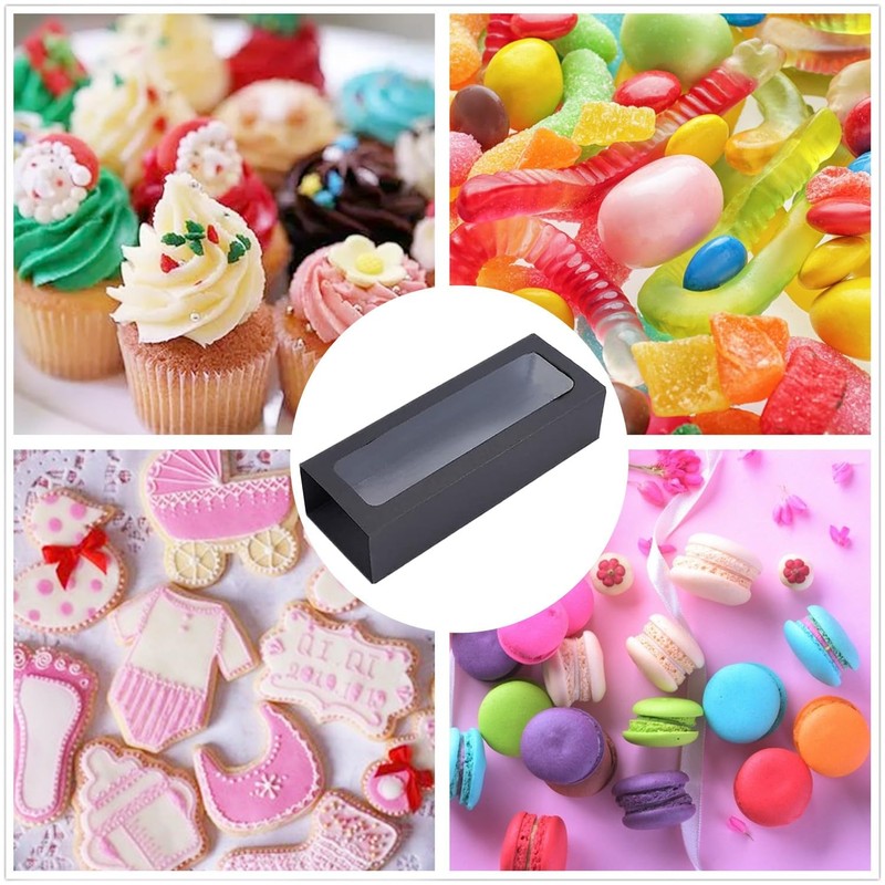 GUIFIER 30 Pack Kraft Macaron Boxes with Window, Small Macaron