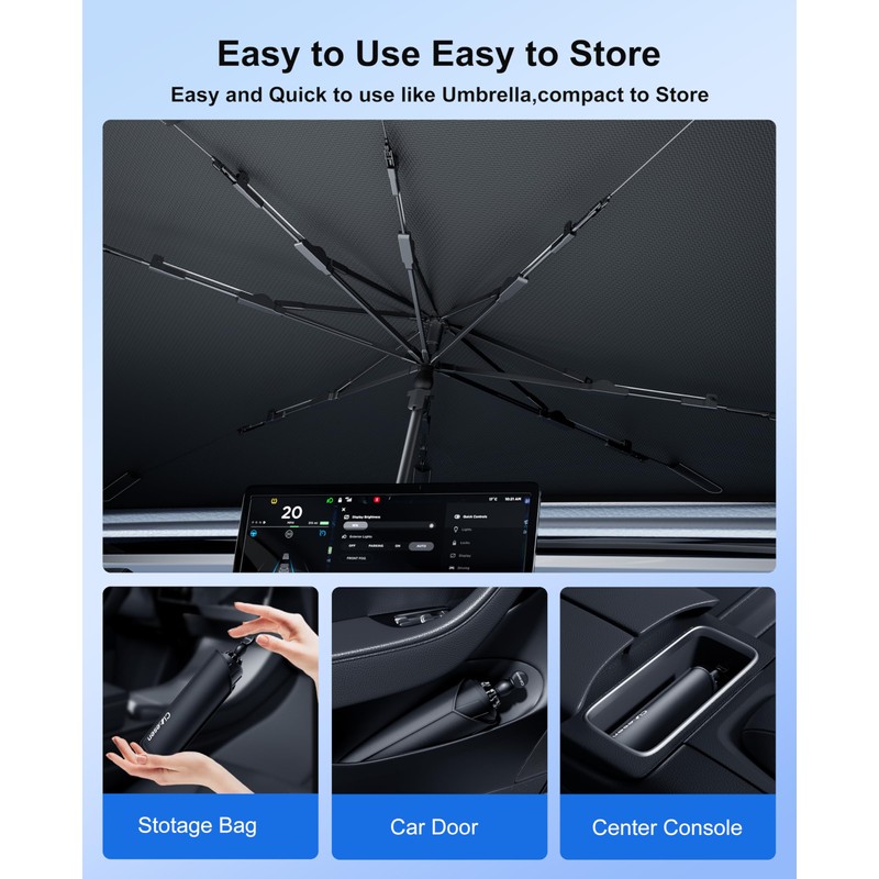 Cimesen Car Windshield Sun Shade - Foldable Retractable Sedan SUV