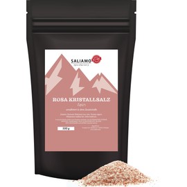 500 g Fine Pink Crystal Salt Pakistan (also known as Himalaya Salt) from Salt Range Pakistan, Intense & Fine, Pink Salt, Unrefined, without Flavour Enhancer Saliamo