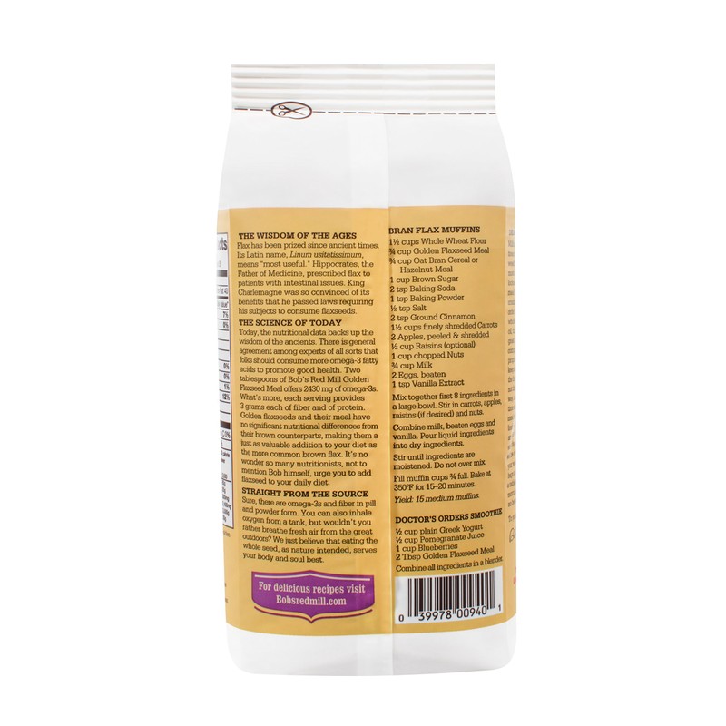 Bob's Red Mill Golden Flaxseed Meal, Organic, Gluten Free, Whole