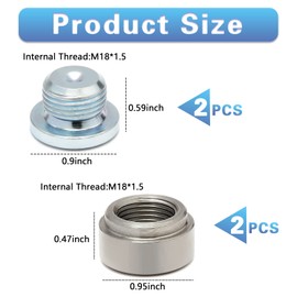 LEDAUT M18X1.5 Stepped Mounting Bung and Plugs Stainless Steel(2 Bungs/2 Plugs) Fittings Weld Bung
