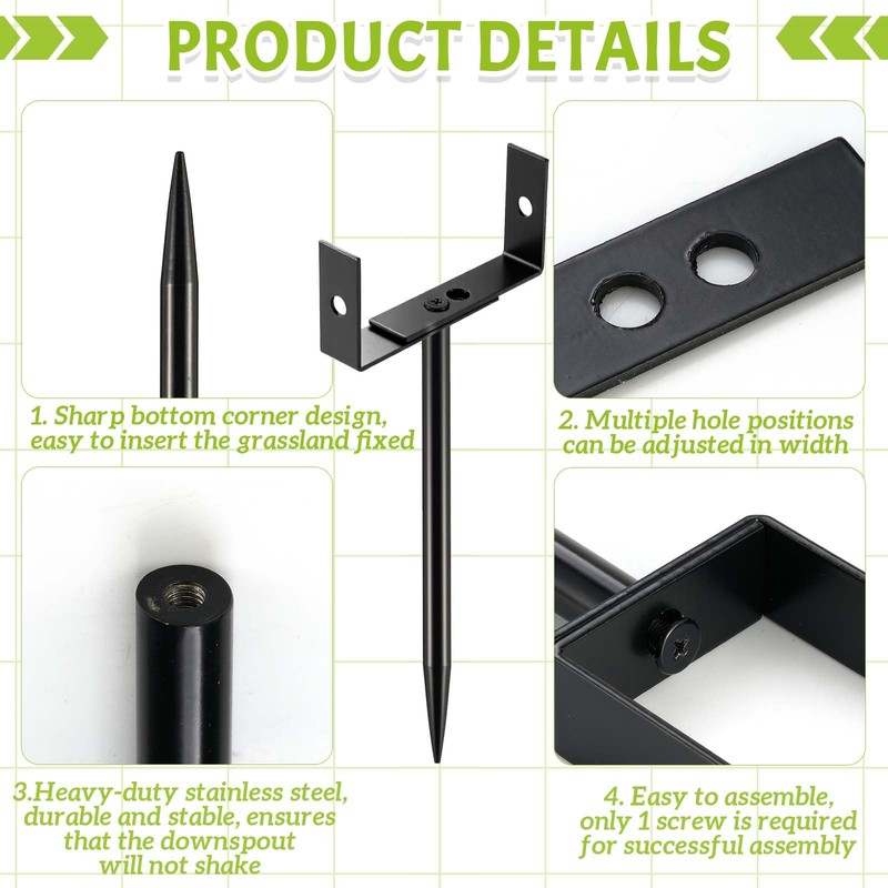 Otoolling 2 Pack Rainwater Downspout Brackets, Downspout Adapters, Heavy Duty