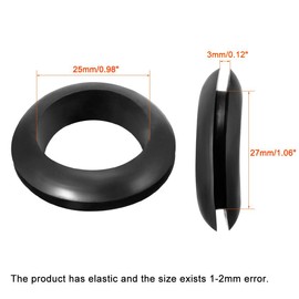 TA-VIGOR 50Pcs Rubber Grommets Cable Wire Protector, 25mm Conductor Wiring Blanking Gasket Ring Grommets, Black Electrical Cable Hole Plugs Wire Gaskets for Protecting Wires, Cables and Plugs