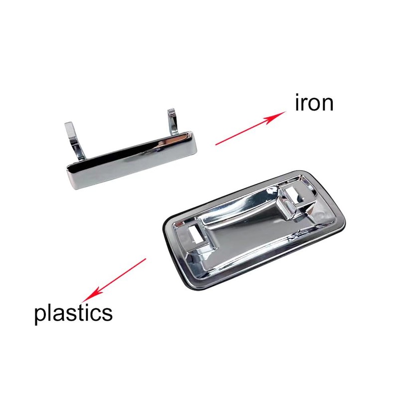 HUYILUN0104 Chrome Half Metal 1 Pair Front Exterior Door Handle