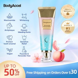 BodyAccel Whitening Toothpaste Probiotic , Free of Fluoride, Nicotinamide, Anti plaque, Oral Health Management Teeth Whitening Solution-JZ:_2 pcs (affordable Pack)