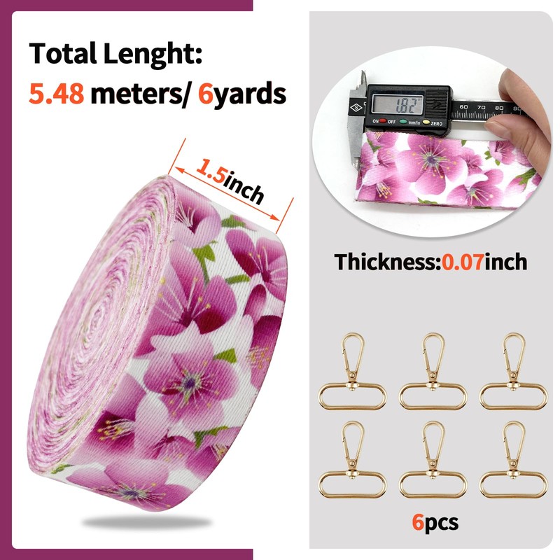 Printed Flower Nylon Webbing with Buckle 1 1/2 inch 6