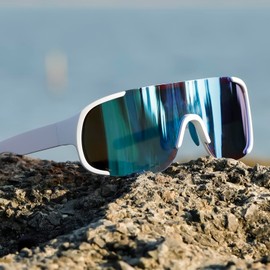 TIANYESY Cycling Sunglasses for Men Women Lightweight Frame Mens Bike Sun Glasses with UV400 Protection for Cycling Skiing Driving Motorcycle (White frame/ice blue lens)