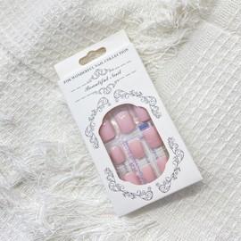 Pink Press on NaiFit Perfectly & Natural Stick On Nails in 12 Sizes - 24PCS Soft Gel Fake Nails Kit,Glossy Short Fake Nails Square Glue On Nails with Nail