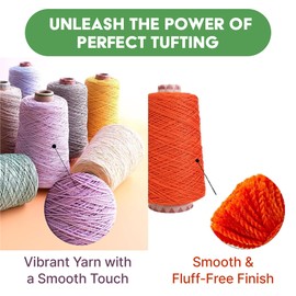 And-et 45 Vibrant Colors Tufting Nylon Yarn Pack - Ideal for Crochet, Craft Projects, and More - 100% B.C.F. - 3 Cones x 1.66lbs - Perfect for Rug Weaving and Knitting (31 Turquoise Blue)