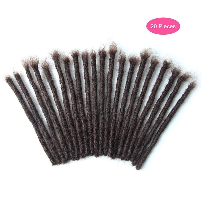 Human Hair Dreadlock Extensions 20 Strands Handmade Crochet Real Hair