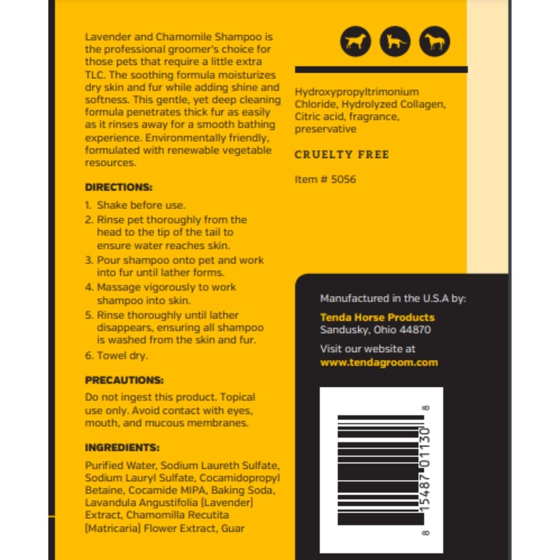 Tenda Lavender and Chamomile Dog Shampoo (32oz)