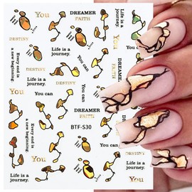 TBRZTR 6 Sheets Colorful Marble Nail Art Stickers Decals Blue Gold Stripe Nail Decals Self-Adhesive Marble Nail Art Supplies for Nail DIY Decor 3D Adhesive Nail Accessories for French Nail Design