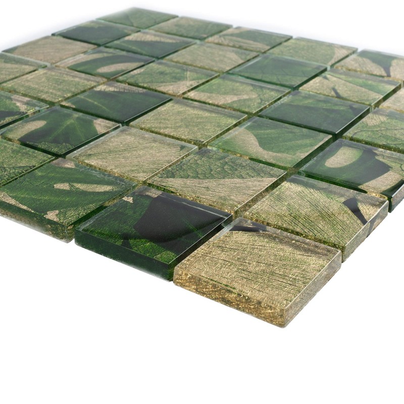 TSLG-02 2x2 Green Glass Mosaic Tile backsplash for Kitchen and