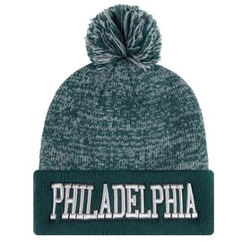 YANGUMGUAN Philadelphia Hat Toque Beanie for Men and Women-2024 New Warm Knit Hats Winter Beenie Watch Cap with Pom for Football Fans