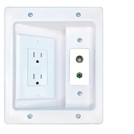 RiteAV BNC RCA-Green Recessed Wall Plate Cable Concealer Management Kit with Power Outlet Hides Cords and Cables