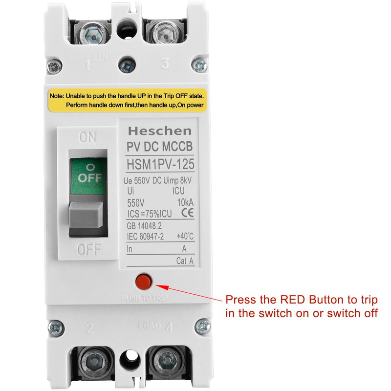 Heschen DC Molded Case Circuit Breaker MCCB, HSM1PV-125, 2 Poles,