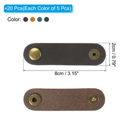 PATIKIL Leather Cord Organizer Cable Straps, 20Pcs 8x2cm Portable Cable Leather Clip USB Earphone Cord Management for Cable, Wire, Multi-Color
