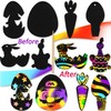 FINGOOO 48 pieces Easter Scratch Art for Kids Egg Scratch