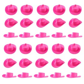 Cayway Pack of 30 Miniature Doll Hats Mini Craft Hats Small Top Hats Doll Miniature Hats for Doll Dress Up Party Accessories, Dollhouse, Pink