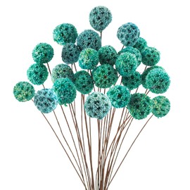 Phliofd 24 PCS Dried Craspedia Billy Balls Flowers, 18” Natural Dried Flowers Bouquet for Vase Floral Arrangements Wedding Table Centerpieces Party DIY Home Decor (Blue)