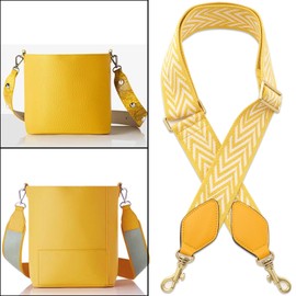 BMBMLV Purse Strap Replacement Crossbody Wide Shoulder Strap Adjustable Canvas Straps Handbag Strap Replacement Belts (purse strap-Yellow&White)
