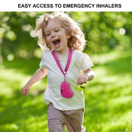 Beautyflier Asthma Inhaler Case Lanyard Holder Keychain Travel Handy Mini Bag for Adults and Kids, Does Not Include Inhaler (Hot Pink)
