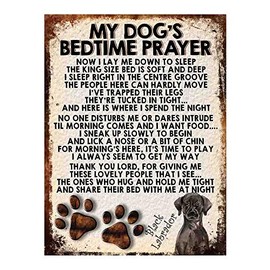 MY DOG'S BEDTIME PRAYER RETRO STYLE METAL TIN SIGN/PLAQUE (BLACK LABRADOR)