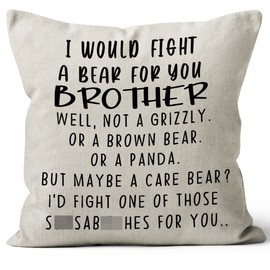 M-Qizi Funny Brother Gifts - 18x18 Linen Pillow Cover, Best Sister Gifts for Big Brother, Toddler Boy