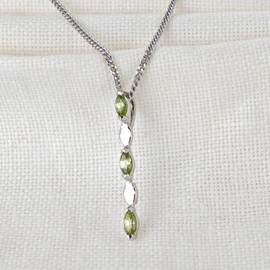 Ojewellery Peridot Pendant Sterling Silver Marquise Drop