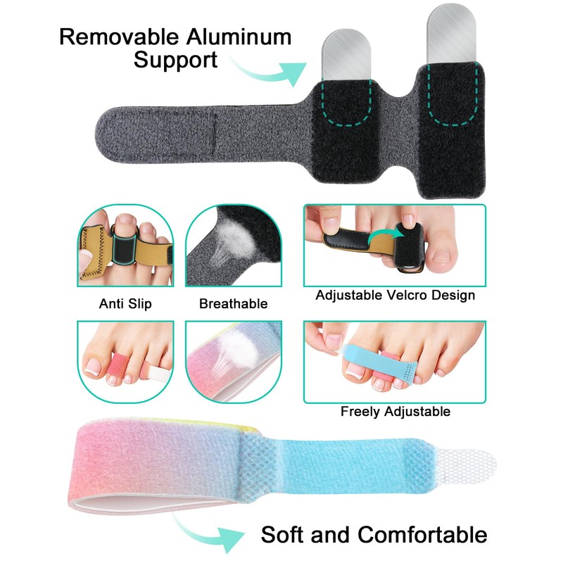 snqqmtt 2Pcs Hammer Toe Straightener with Removable Aluminum Plate and