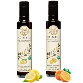 Costabile Citrus Extra Virgin Olive Oil combo. Lemon & Orange Infused Extra Virgin Olive Oils. All organic and single-sourced in Italy - 2 x 8.45 Fl.Oz. - Costabile
