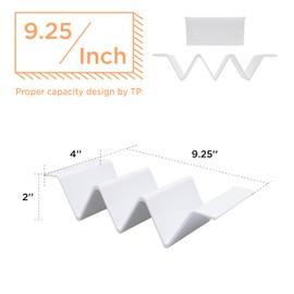 TP Taco Holder Stands, Set of 2 Melamine Large Taco Serving Rack Tray with Handle, Holds 3 Tacos, Dishwasher Safe, Ideal for Taco Night, Party, Home, Fiesta, White