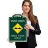 Slow Down Speed Bumps Ahead Décor Sign, Greeen Dark, 12x18