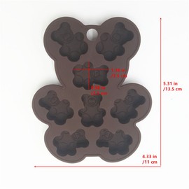 Silikonformen und Eiswürfelformen für Süßigkeiten, Süßigkeiten, Schokolade, Gummibärchen für Kinder, größer und breiter, Set mit 2 Stück, Teddybär,