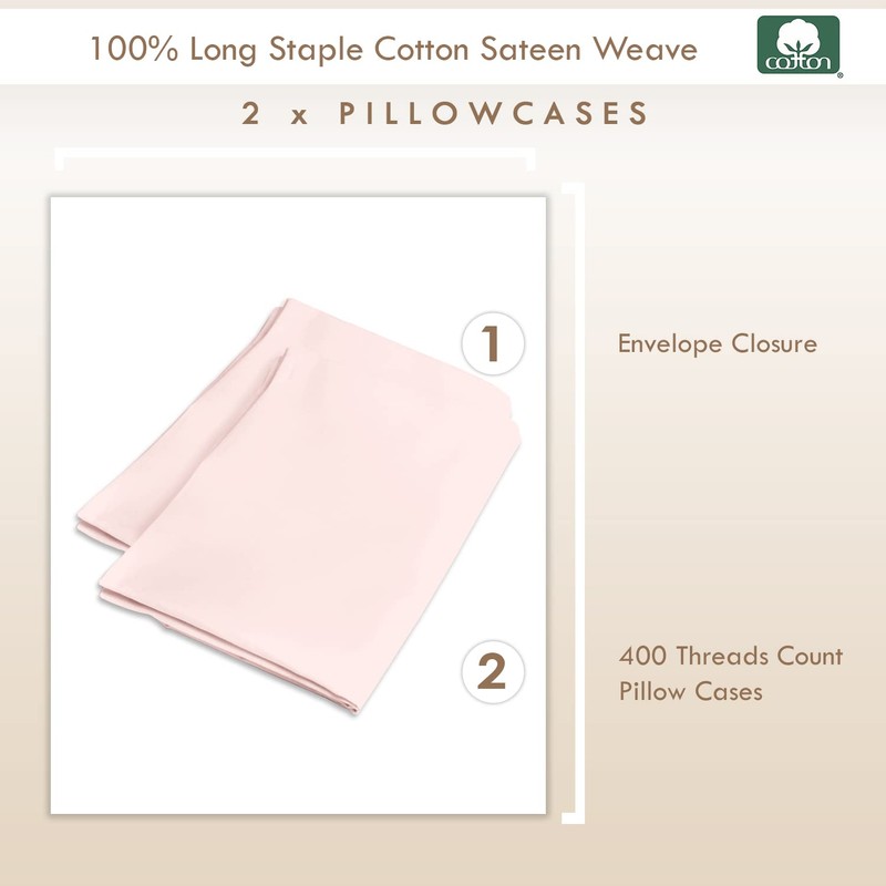 Pizuna Luxury Soft Satin Pack of 2 Pillowcases 40 x