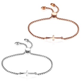 OIDEA Women's Bracelet with Sliding Clasp: Adjustable Heart Cross Tree of Life Wrist Tree of Life Elegant Bracelet Gift for Women Mother Girlfriend, Stainless Steel, without stone